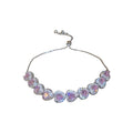 Silver Tone Heart Crystal Slider Bracelets In Pink Or Clear view 5