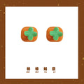 Orange Persimmon Green Calyx Enamel Stud Earrings Pair view 1
