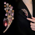 Leaf Crystal Metal Brooch Pin 8.6 x 3 cm for Jackets and Lapels view 4