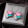 Silver Tone Colorful Flower Acrylic Long Hook Earrings in Eight Styles view 6