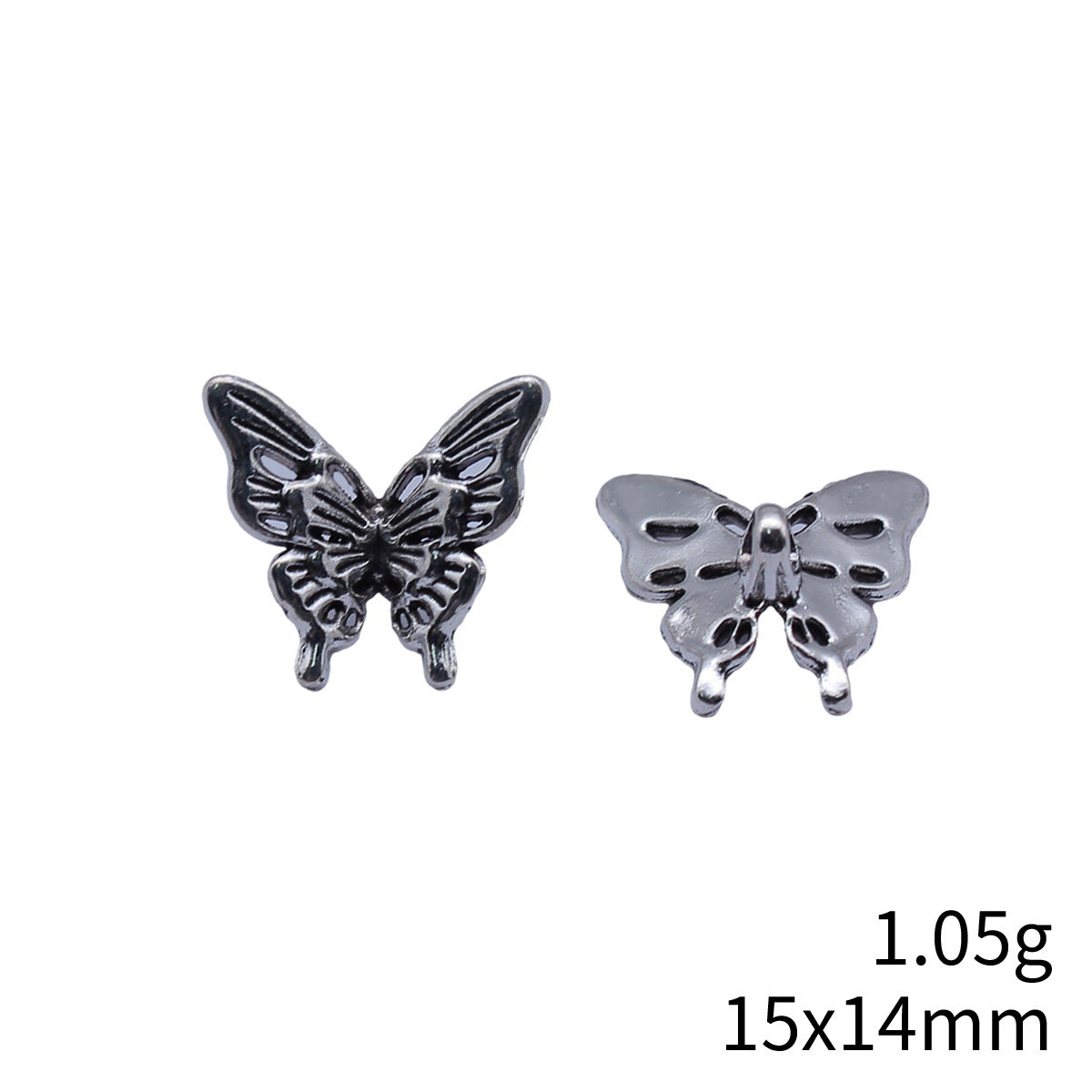 15x14mm 1.05g Antique Silver Zinc Alloy Butterfly Small Hole Beads for Bracelet Necklace DIY