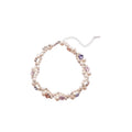 Multi Strand Pearl Choker Heart Crystal Necklace Silver view 5