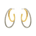 Double Layer Teardrop Hoop Stud Earrings with Clear Stones view 5