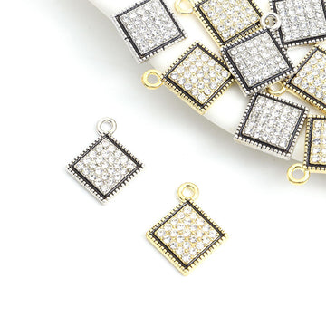 Crystal-Accented Gold Silver Decorative Alloy Craft Pendants in 2 Styles