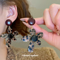 Leopard Print Acetate Flower Drop Earrings Jewelry view 4