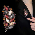 Leaf Crystal Metal Brooch Pin for Jackets and Lapels view 4