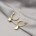 Mismatched Star and Crescent Moon Huggie Hoop Earrings view 1