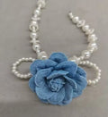 Fabric Rose Pearl Bow Tassel Duckbill Hair Clip Pair view 6