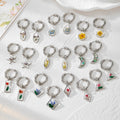 Silver Huggie Hoops Geometric Dried Flower Charms 10 Styles view 1