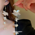 White Flower and Star Long Hook Earrings Fashion Jewelry view 2