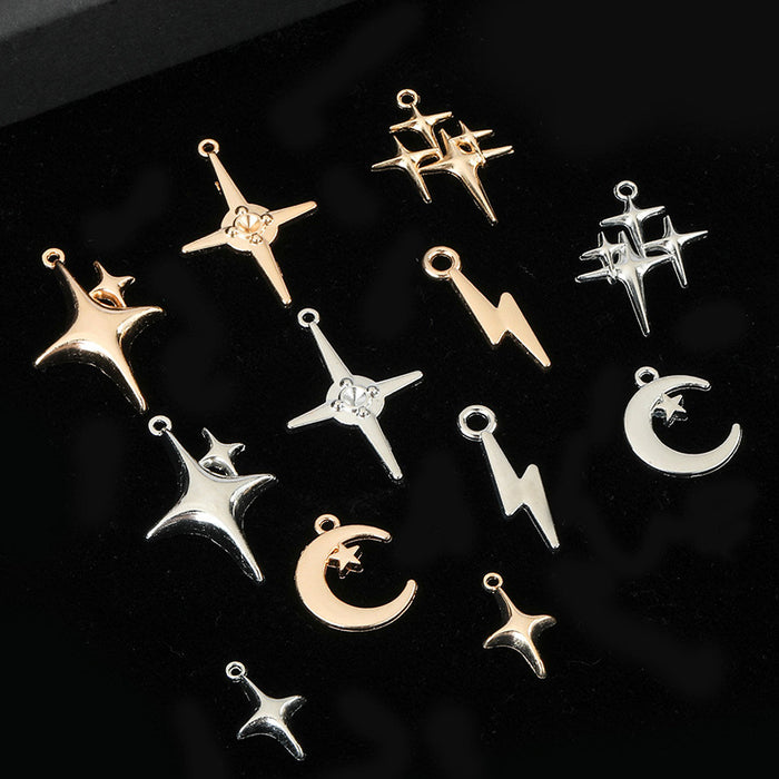 Star Moon Lightning Bolt Charm Pendant Silver-Tone Gold-Tone
