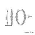 Silver Round Stone Pavé Clear CZ Hoop Earrings Pair view 4
