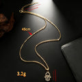 Rhinestone Hamsa Hand Pendant Necklaces in Gold and Silver Tone view 4