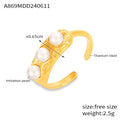 Open Adjustable Ring Three Imitation Pearls Gold Steel view 6