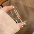 Gold Crystal Coin Pearl Dual Strand Bracelet Lobster Clasp view 6