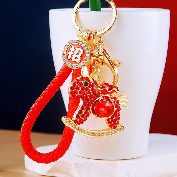 Jeweled Pack Horse Keychains With Color and Wrist Strap Options