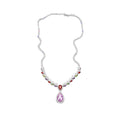 Silver Tone Pink Floral Crystal Necklace in Two Designs view 5