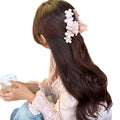 White Flower Pearl Claw Clip Glossy Bloom Hair Accessory view 5