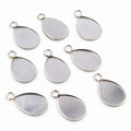 Steel Tone Teardrop Cabochon Pendant Bezel Settings view 1