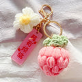 Crocheted Fruit Keychain Set with Bells and Gold Tone Hardware view 3