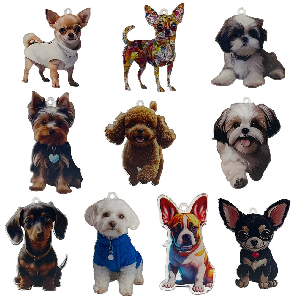 Acrylic Cartoon Puppy Dog Double Sided Charm Pendant for DIY Bracelet Necklace Keychain Jewelry Making