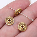 Dotted Round Wheel Spacer Beads in Two Antique Metal Finishes view 3