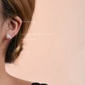 Iridescent Four-Petal Flower Stud Earrings Pink Centers view 2