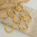 Textured Wavy Geometric Hoop Earrings Gold Or Silver Finish view 3