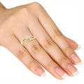 Gold Tone Rhombus Cluster Split Shank Ring Clear Stones Metal view 3