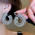 Crystal Teardrop Statement Stud Earrings in Gold and Silver Tones view 4