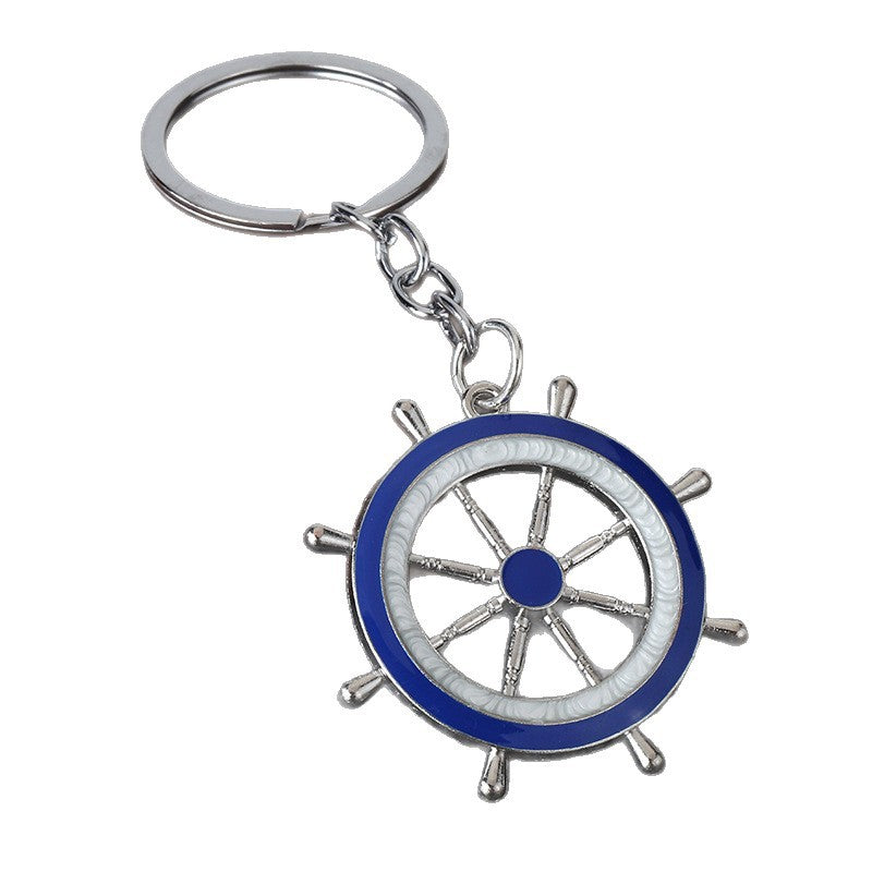 Nautical Anchor and Ship Wheel Zinc Alloy Keychain Pendant