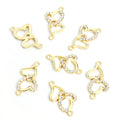 Rhinestone Double Heart Two Loop Connector Charms in Two Finishes view 6