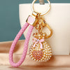 Pink-Braided Pink Pearl-Heart-Pouch