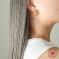 Gold Steel Bead Lattice Mesh C Shape Hoop Earrings view 3