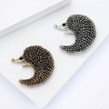 Curled Hedgehog Brooch in Antique Gold and Silver Tone view 1
