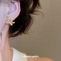 Amber Orange Bear Stud Earrings with Gold Tone Trim view 3