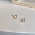Pink Lavender Pearl Stud Earrings Matching Pair Metal Posts view 6