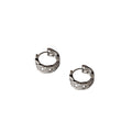 Silver Tone Twisted Texture Round Huggie Hoop Earrings view 5
