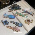Enamel Feather Rhinestone Flower Duckbill Clips and Mini Claw view 2