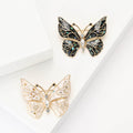 Shell Effect Butterfly Brooch in Black or White Wings view 1