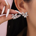 Gold Steel Plumeria Flower Stud Earrings Titanium Steel Pair view 4