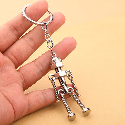 Vintage Alloy Robot Keychain DIY Pendant Gift Accessory