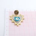 Gold Tone Pearl Outline Heart Evil Eye Stud Drop Earrings view 5