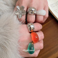 Flower Dome Resin Mix Six-Piece Ring Set 2 Metal Tones view 1