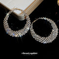 Silver Crystal Layered Statement Hoop Earrings Fashion Jewelry view 4
