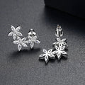 White Gold Tone Marquise Crystal Flower Cluster Studs view 3