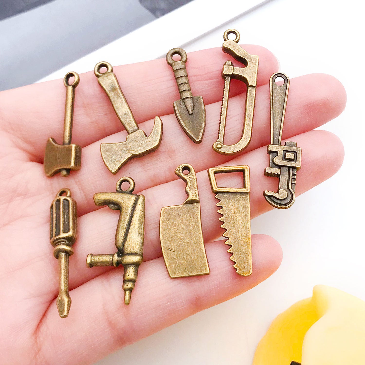 Antique Bronze Zinc Alloy Shovel Axe Wrench Tool Charm Pendant for DIY Jewelry Making
