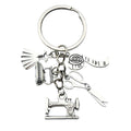 Silver Tone Sewing Machine Scissors Tape and Dress Keychain view 5