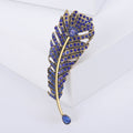 Rhinestone Feather Brooch Gold Tone Four Color Styles view 2