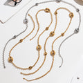Long Hollow Coffee Bean Station Necklace Gold Or Steel Tone view 2